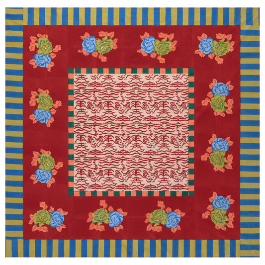 Indian Tiger Red Tablecloth 180X180 | Lisa Corti