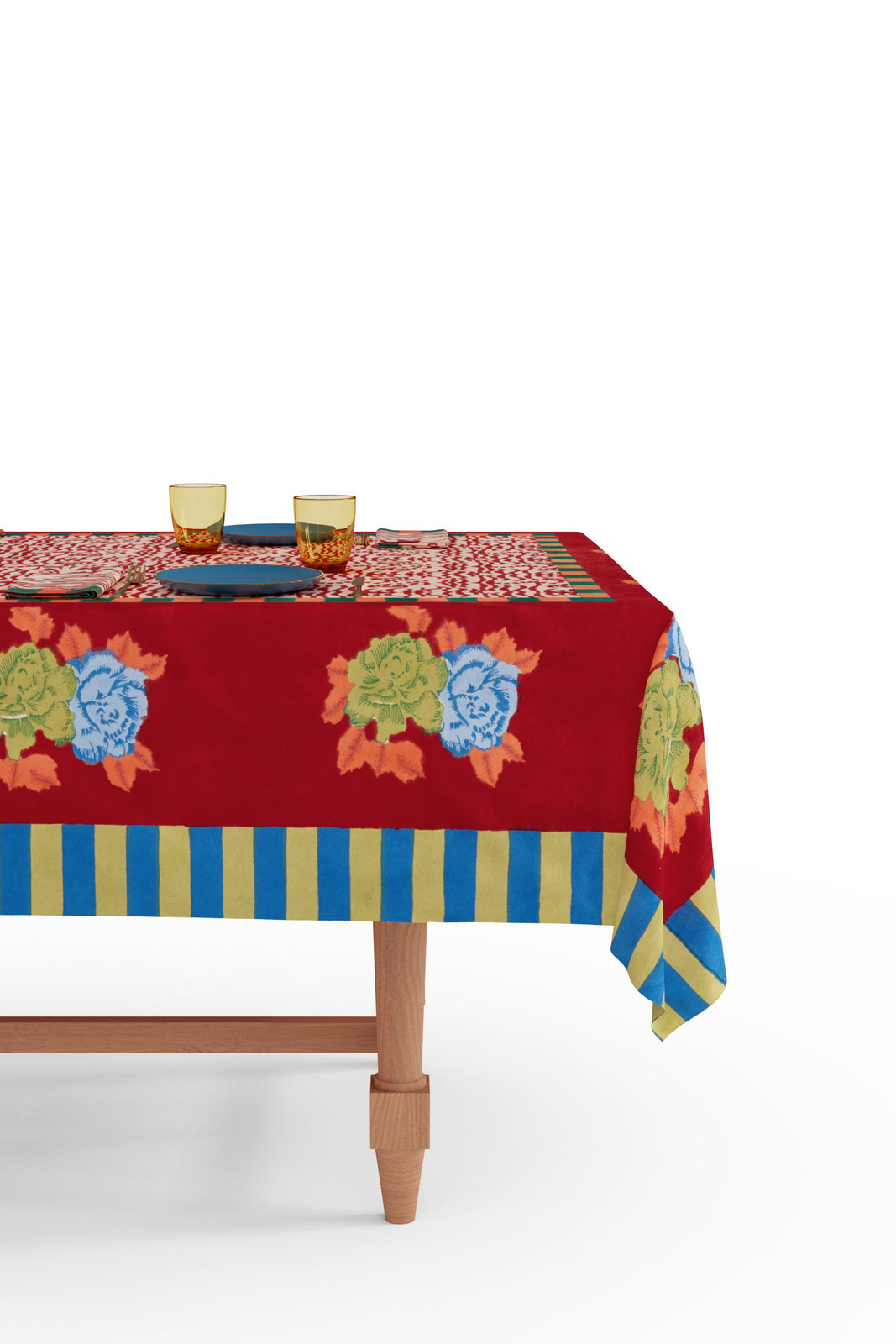 Indian Tiger Red Tablecloth – 220X270 | Lisa Corti