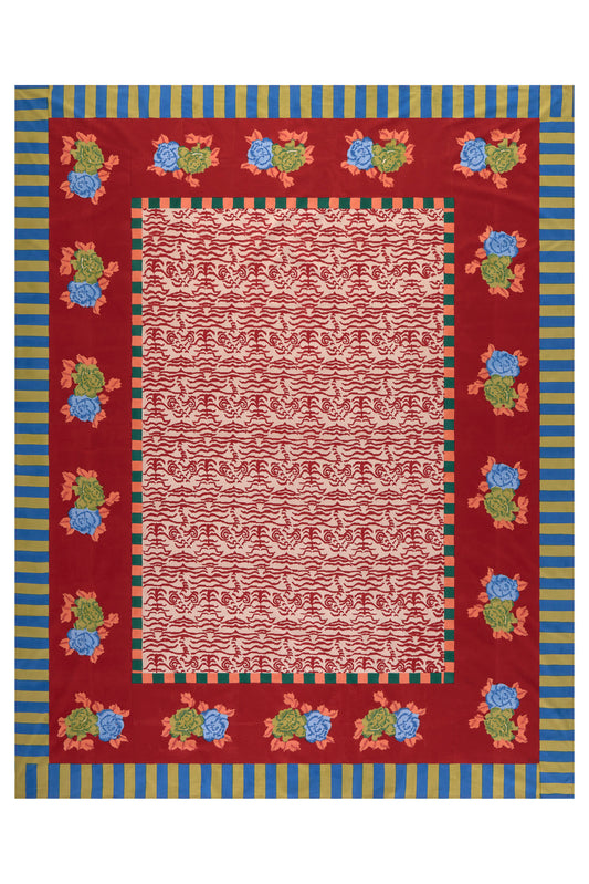 Indian Tiger Red Tablecloth – 220X270 | Lisa Corti
