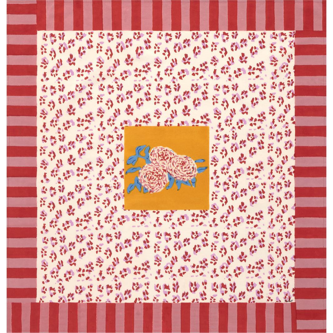 Leopard Stripes Gold Tablecloth – 110X110 | Lisa Corti