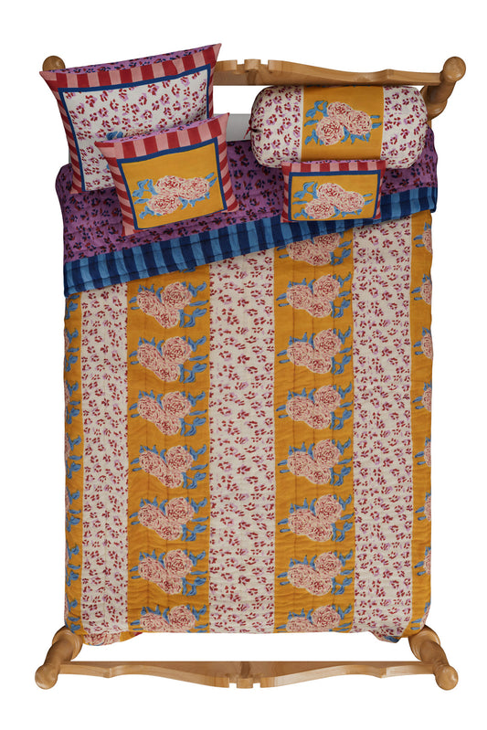 Leopard Stripes Gold Quilt – 220X270 | Lisa Corti