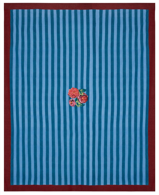 Nizam Stripes Ferozi Sugar Tablecloth - 220X270 | Lisa Corti