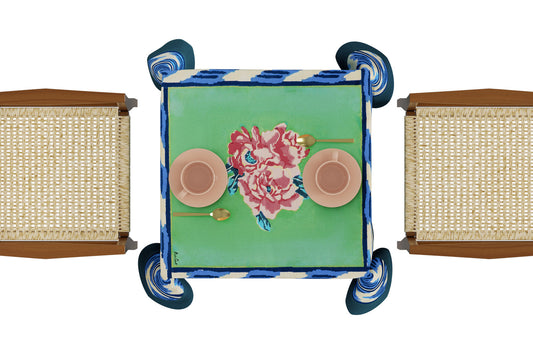 Nina Rose Mint - Tablecloth 110X110 | Lisa Corti