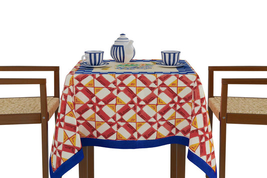 Positano Red Tiles - Tablecloth 110X110 | Lisa Corti