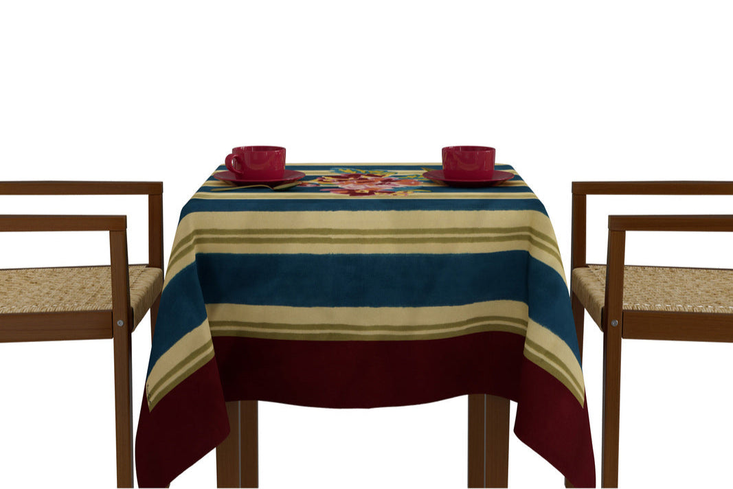 Queen Stripes Bouquet Peacock - Tablecloth 110X110 | Lisa Corti