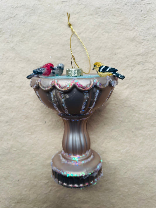 Bird Bath Glass Christmas Ornament - Bon Ton goods