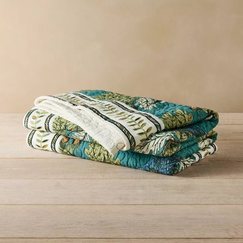 Birds and Acorns Quilted Throw Blanket | John Derian - Bon Ton goods