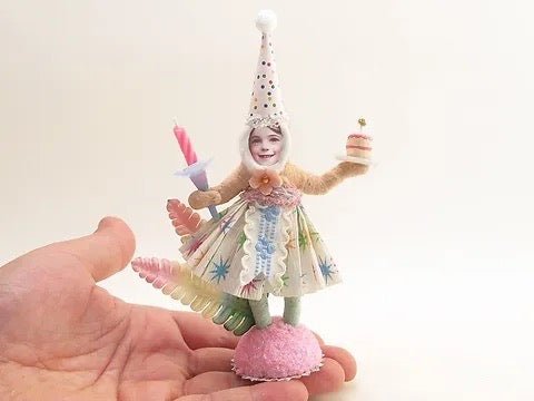 Birthday Girl Figure - Vintage Inspired Spun Cotton | Vintage by Crystal Spun Cotton Ornament - Bon Ton goods