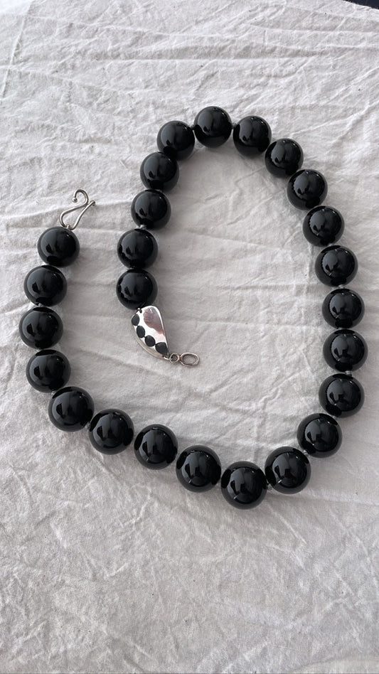 Black Agate and Stone Link Necklace - Bon Ton goods