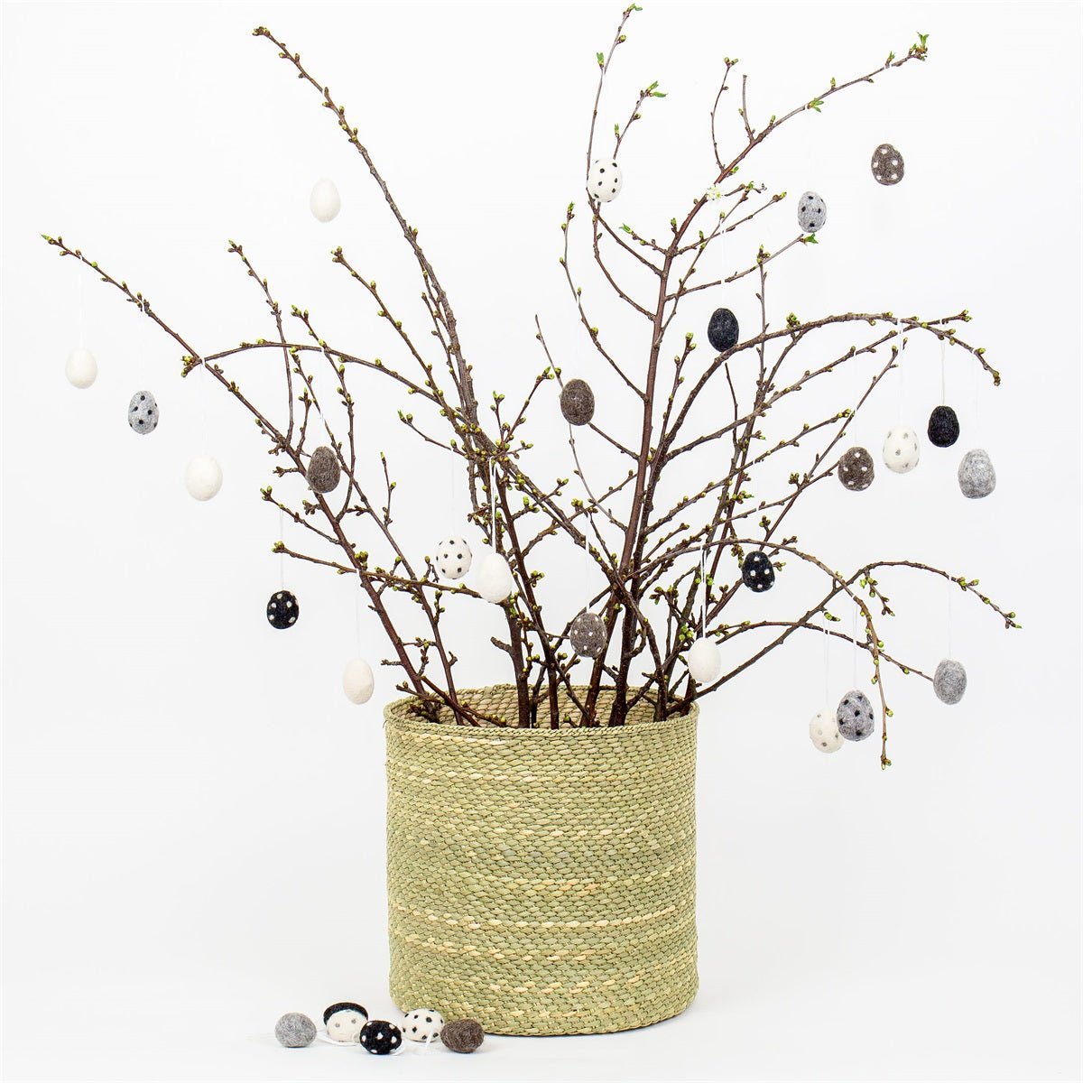 Black and White Felt Eggs | Christmas Ornament - Bon Ton goods