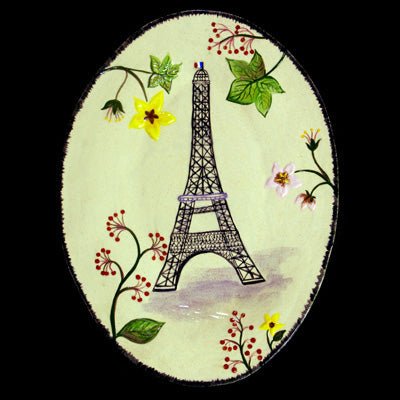 Black Eiffel Tower Painted Platter - Bon Ton goods