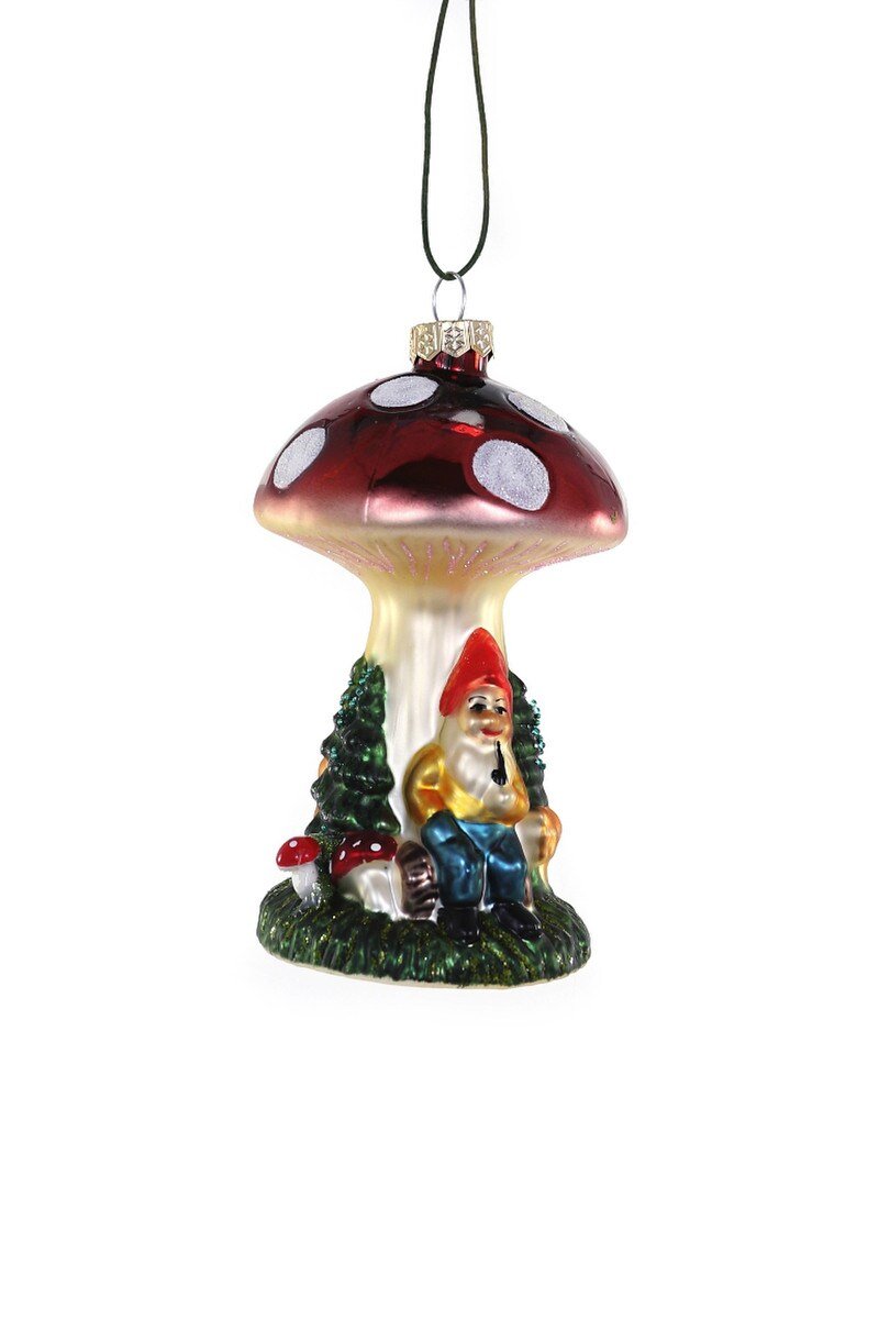 Black Forest Gnome Glass Ornament - Bon Ton goods