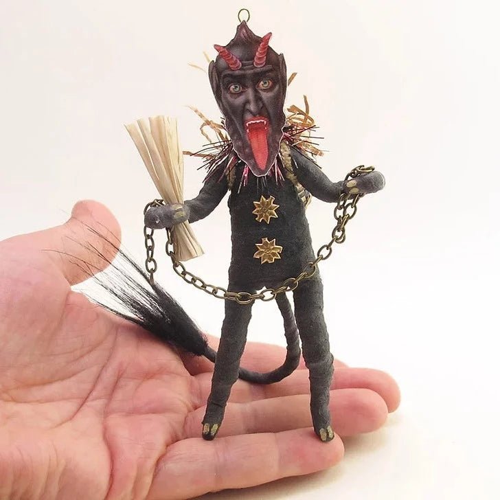 Black Krampus Ornament/Figure - Vintage Inspired Spun Cotton | Vintage by Crystal Spun Cotton Ornament - Bon Ton goods