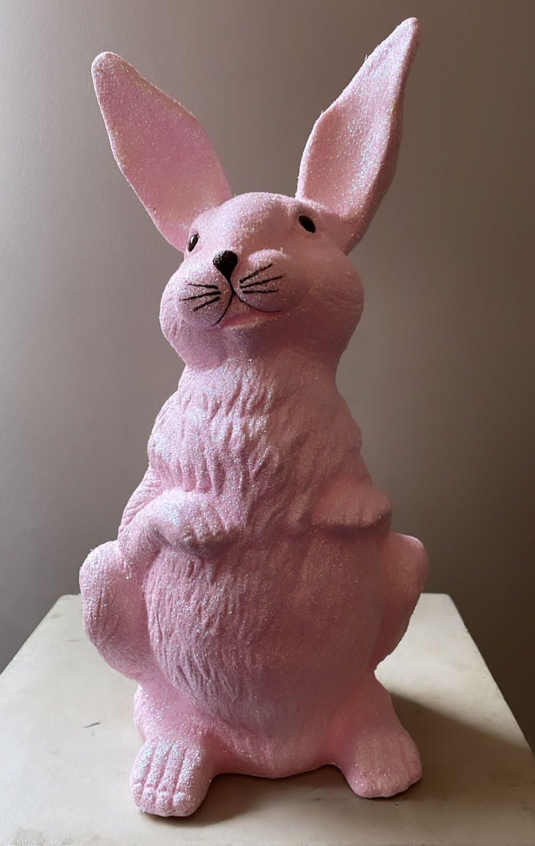 Blush Glitter Large Upright Bunny | Ino Schaller - Bon Ton goods