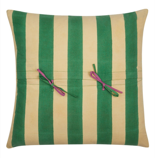 Bougainvillea Stripes Off White Mustard Pillow - Bon Ton goods