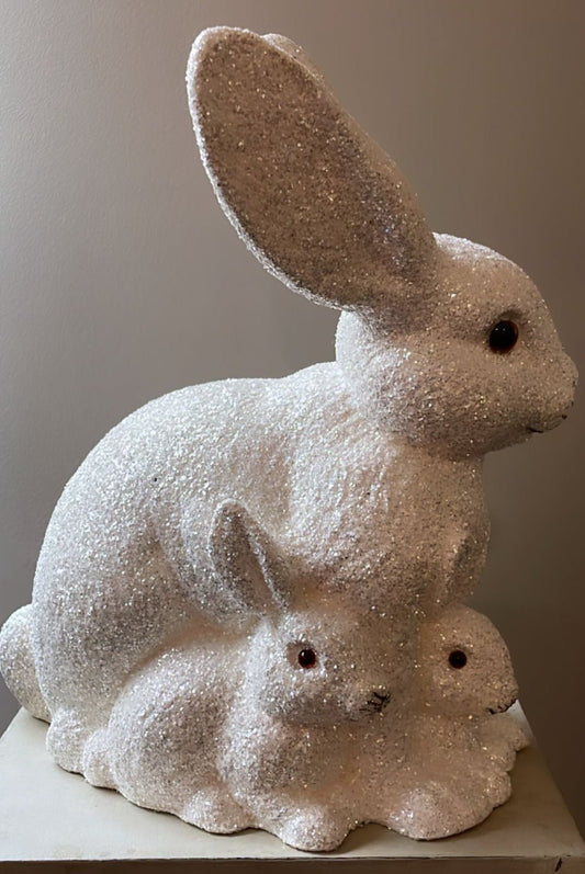 Brilliant White Mother Bunny with Kit | Ino Schaller - Bon Ton goods