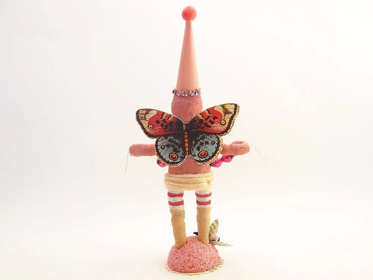 Butterfly Fairy Figure | Vintage by Crystal Spun Cotton Ornament - Bon Ton goods
