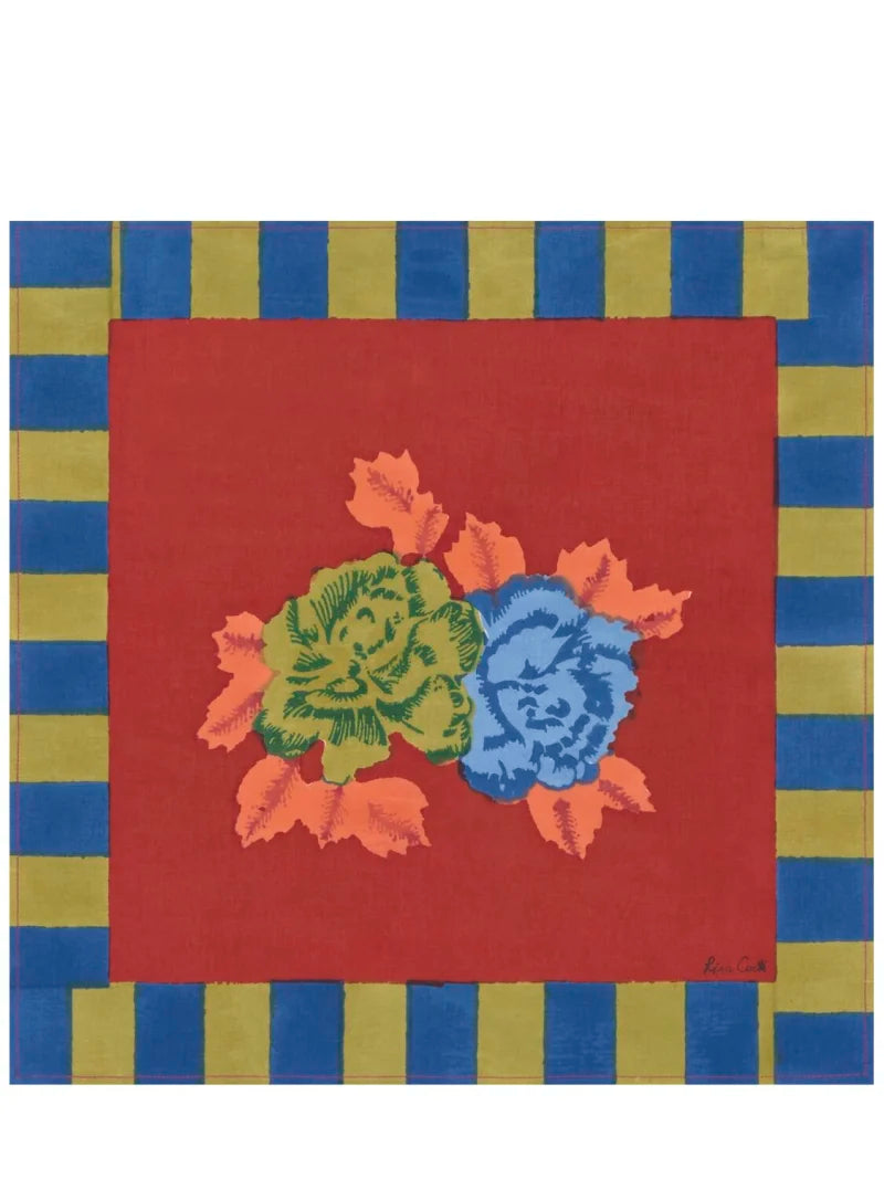 Indian Tiger Red Handkerchief/Napkin – 50X50 | Lisa Corti