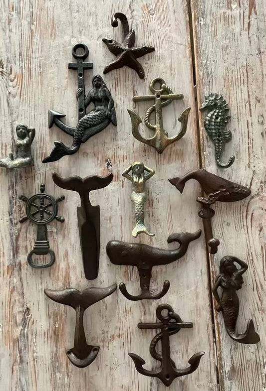 Cast Iron Hook Anchor Gold Finish- Vintage - Bon Ton goods