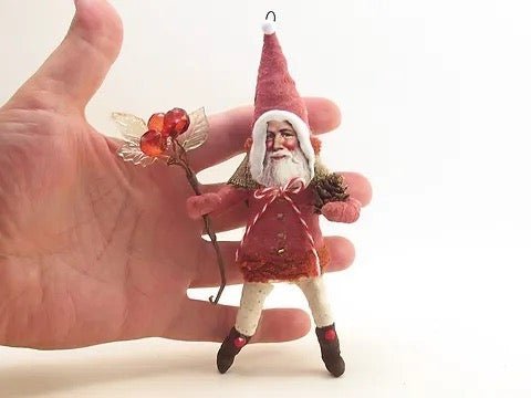 Charming Red Santa - Vintage Inspired Spun Cotton | Vintage by Crystal Spun Cotton Ornament - Bon Ton goods