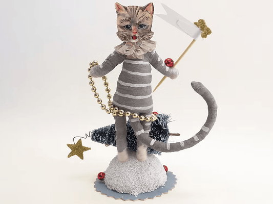 Christmas "Cat-astrophe" Figure | Vintage by Crystal Spun Cotton Ornament - Bon Ton goods