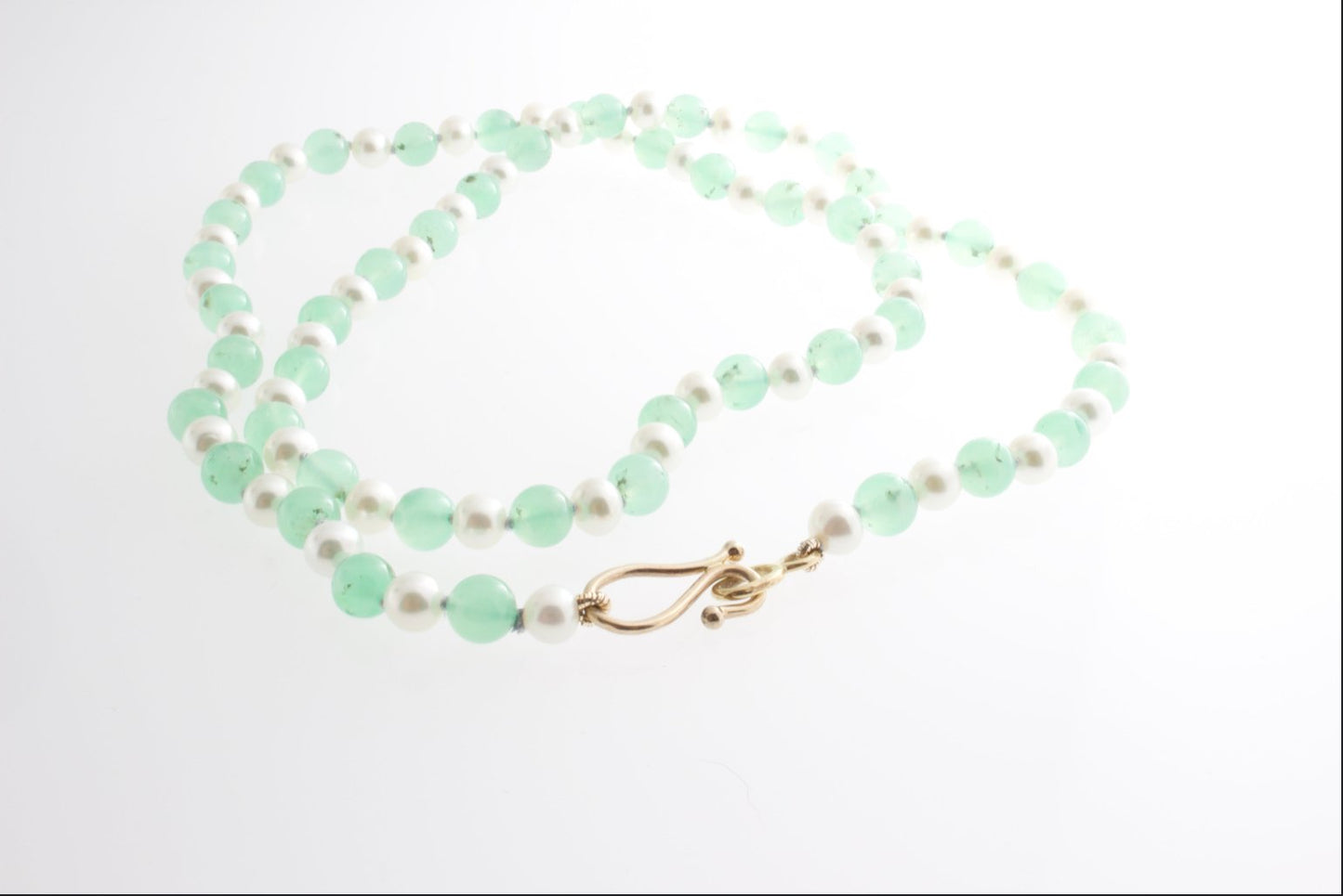 Chrysoprase and White Pearl Necklace - Bon Ton goods
