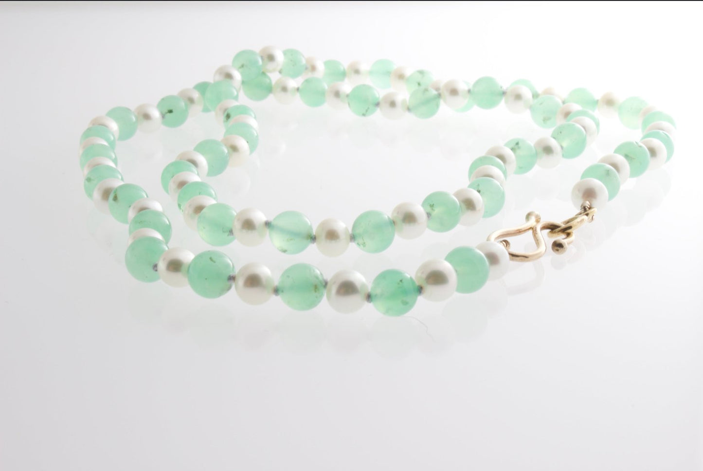 Chrysoprase and White Pearl Necklace - Bon Ton goods