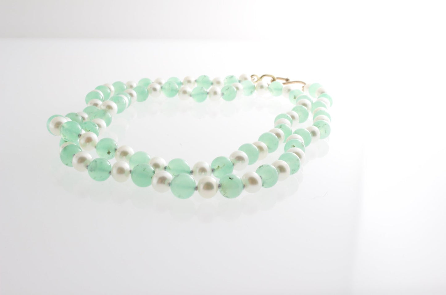 Chrysoprase and White Pearl Necklace - Bon Ton goods
