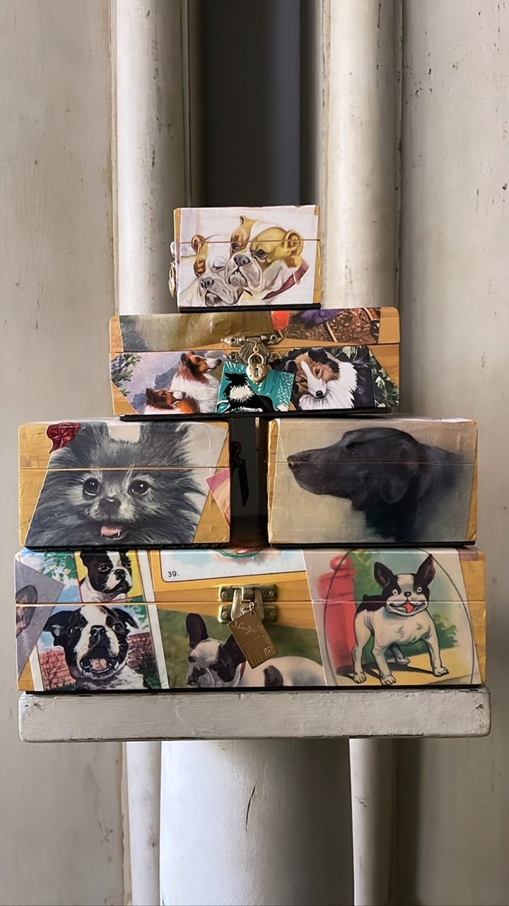 COLLIE DECOUPAGE BOX #1 - MEDIUM - Bon Ton goods