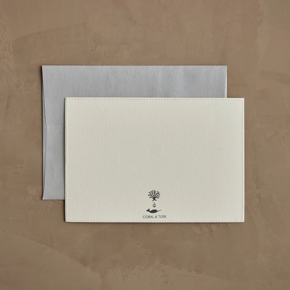 Reverse of the Coral & Tusk Candy Cane Cheers card with envelope