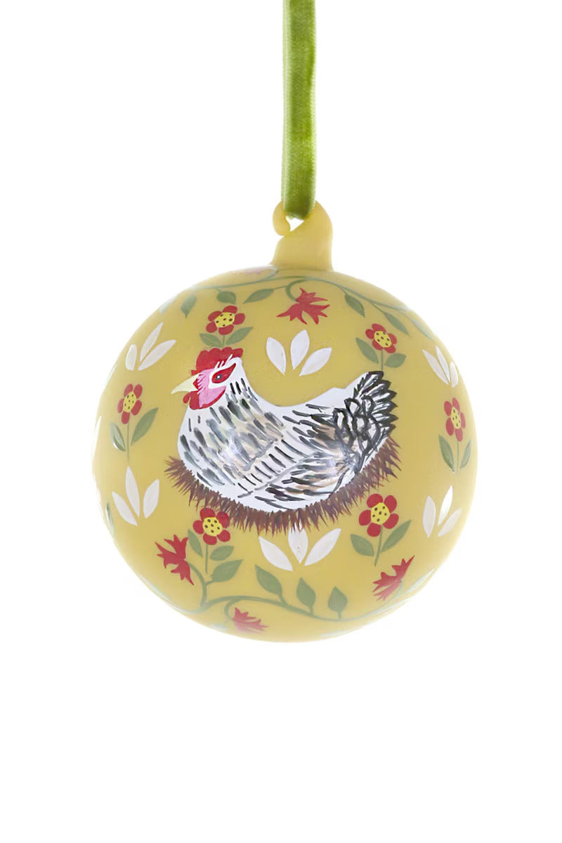 Cottage Hen Glass Christmas Bauble by Cody Foster
