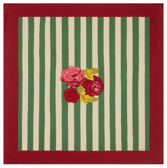 Nizam Stripes Green Natural Cotton Cloth 110x110 | Lisa Corti