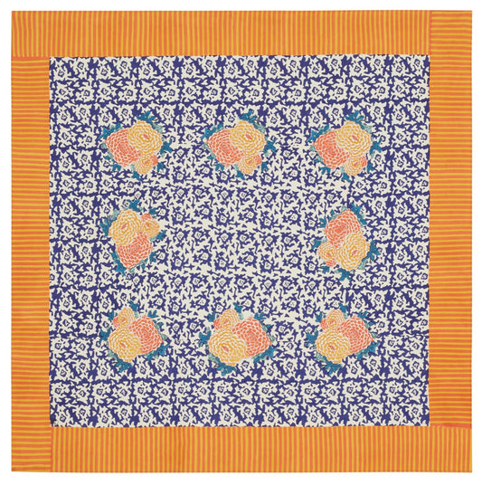 Arabesque Corolla Gold Natural - Cotton Cloth 180x180 | Lisa Corti