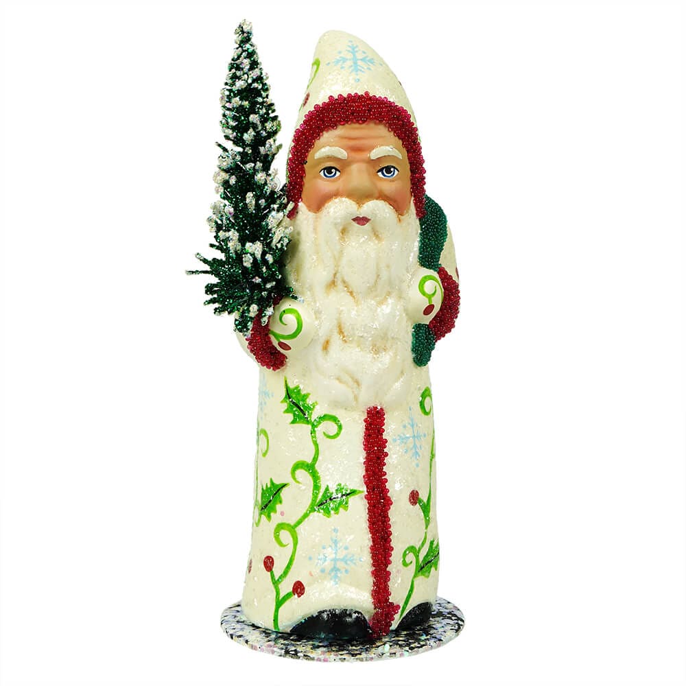 Cream Coat Santa Holding Tree | Ino Schaller - Bon Ton goods