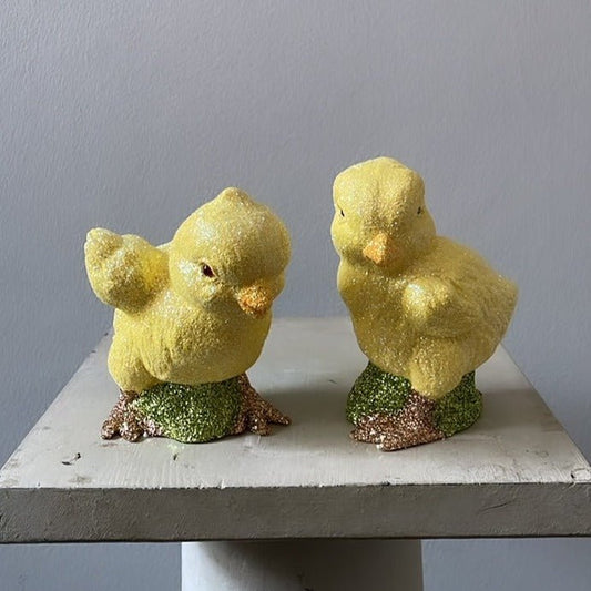 Cream Yellow Chick Glitter - Chicken Spreading Wings - Ino Schaller - Bon Ton goods