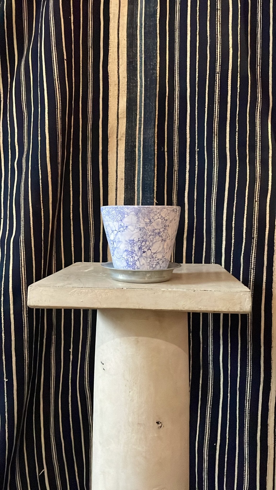 Dark Blue Bendtsen Pot Marbleized | Handmade Erik Bendtsen Ceramics - Bon Ton goods