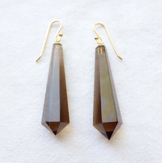 Dark Brown Quartz Chandelier Earrings - Bon Ton goods