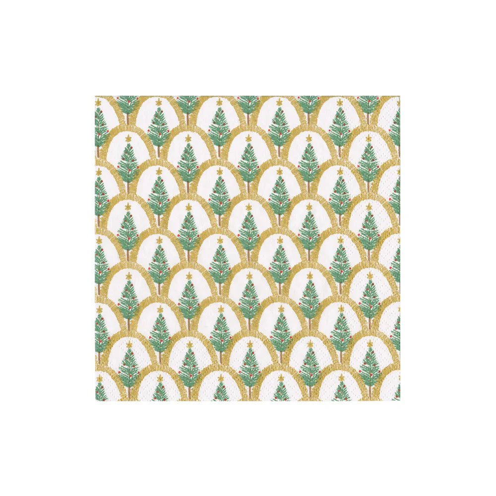 Deco Christmas Gold Cocktail Napkins | Caspari - Bon Ton goods