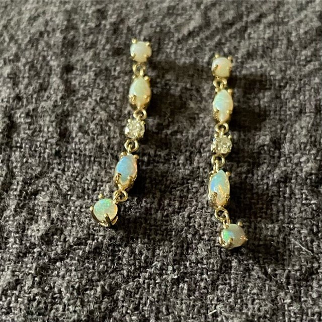 Diamond and Opal Earrings - Bon Ton goods