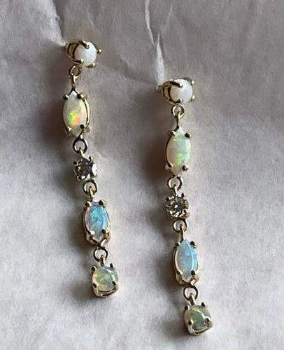 Diamond and Opal Earrings - Bon Ton goods