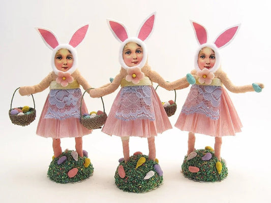 Easter Girl With Bunny Ears Figure - Vintage by Crystal | Vintage by Crystal Spun Cotton Ornament - Bon Ton goods