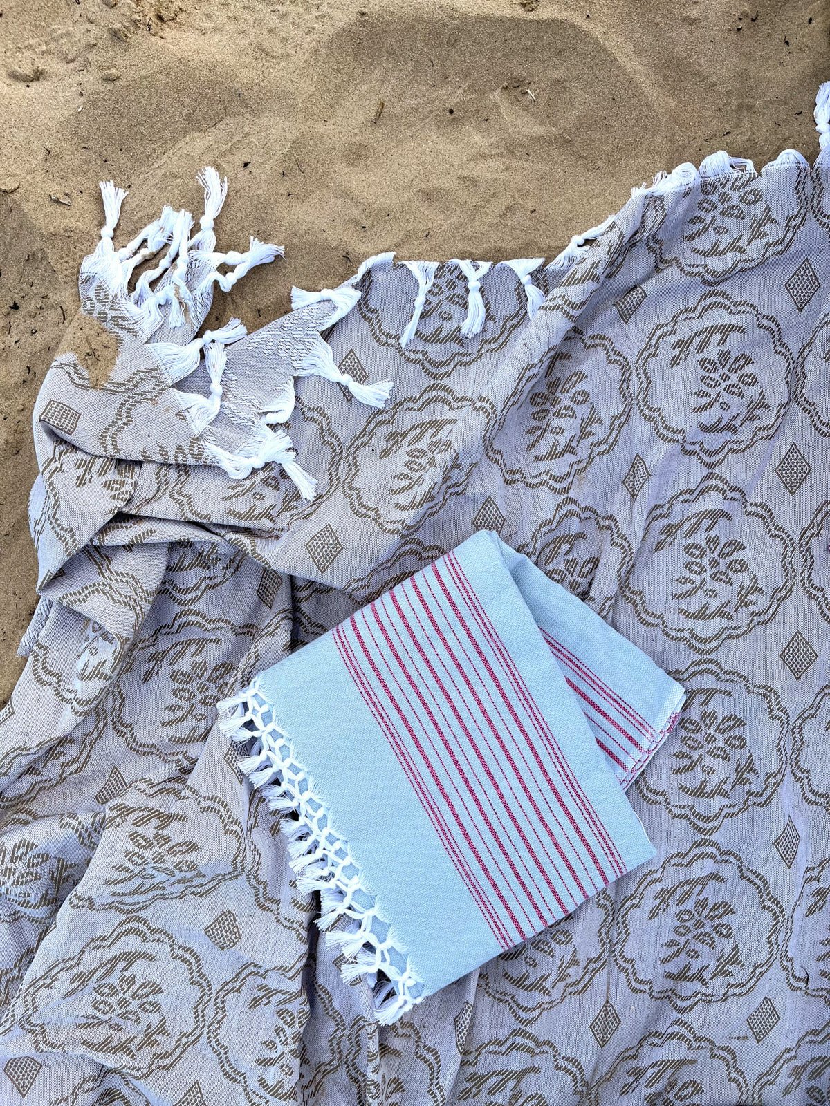 Eve Two Toned Striped Hammam Towels - Bon Ton goods