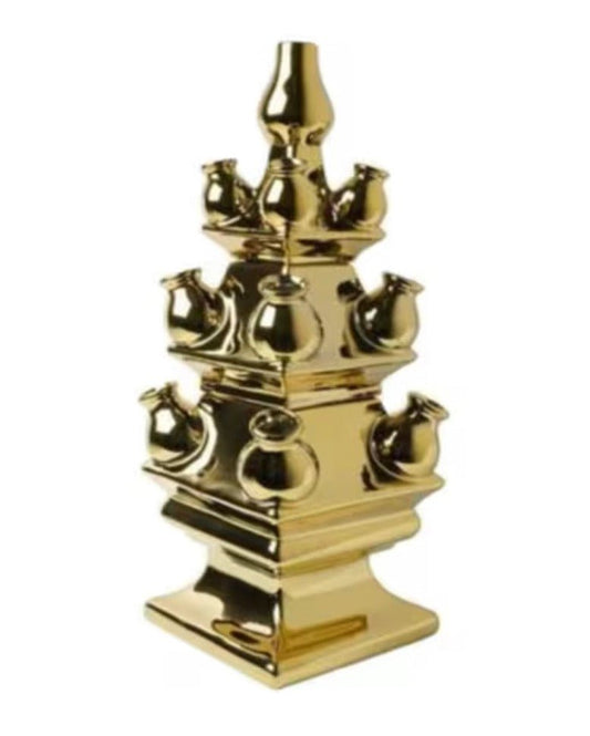 EXTRA LARGE THREE TIER TULIP VASE GOLD - Bon Ton goods