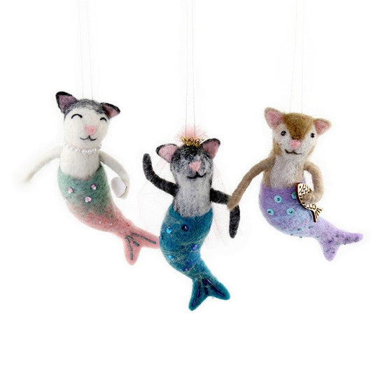 Felt Purr-Maid - Teal | Christmas Ornament - Bon Ton goods