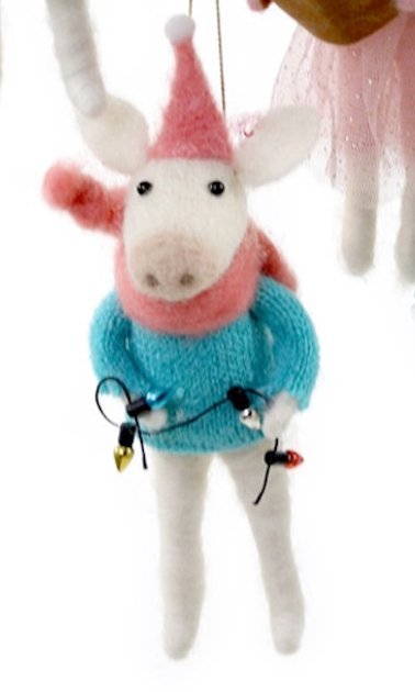 Festive Felt Friends - Pink Pig | Christmas Ornament - Bon Ton goods
