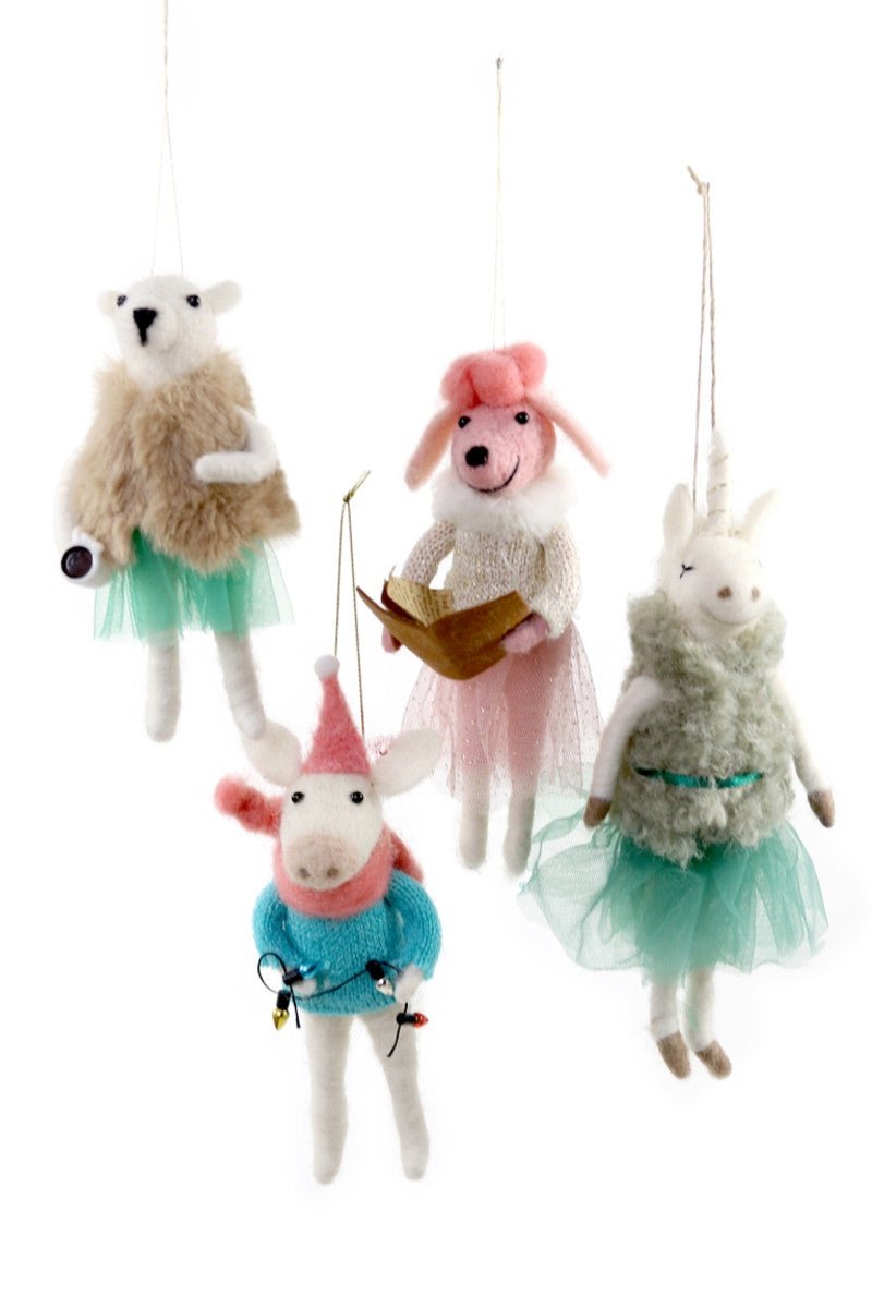 Festive Felt Friends - Pink Poodle | Christmas Ornament - Bon Ton goods