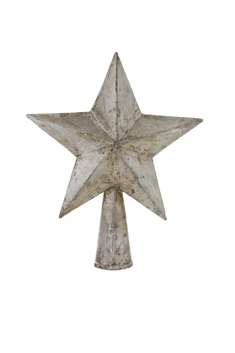 Five-Point Star Christmas Tree Topper, Antique Silver, Large by Cody Foster