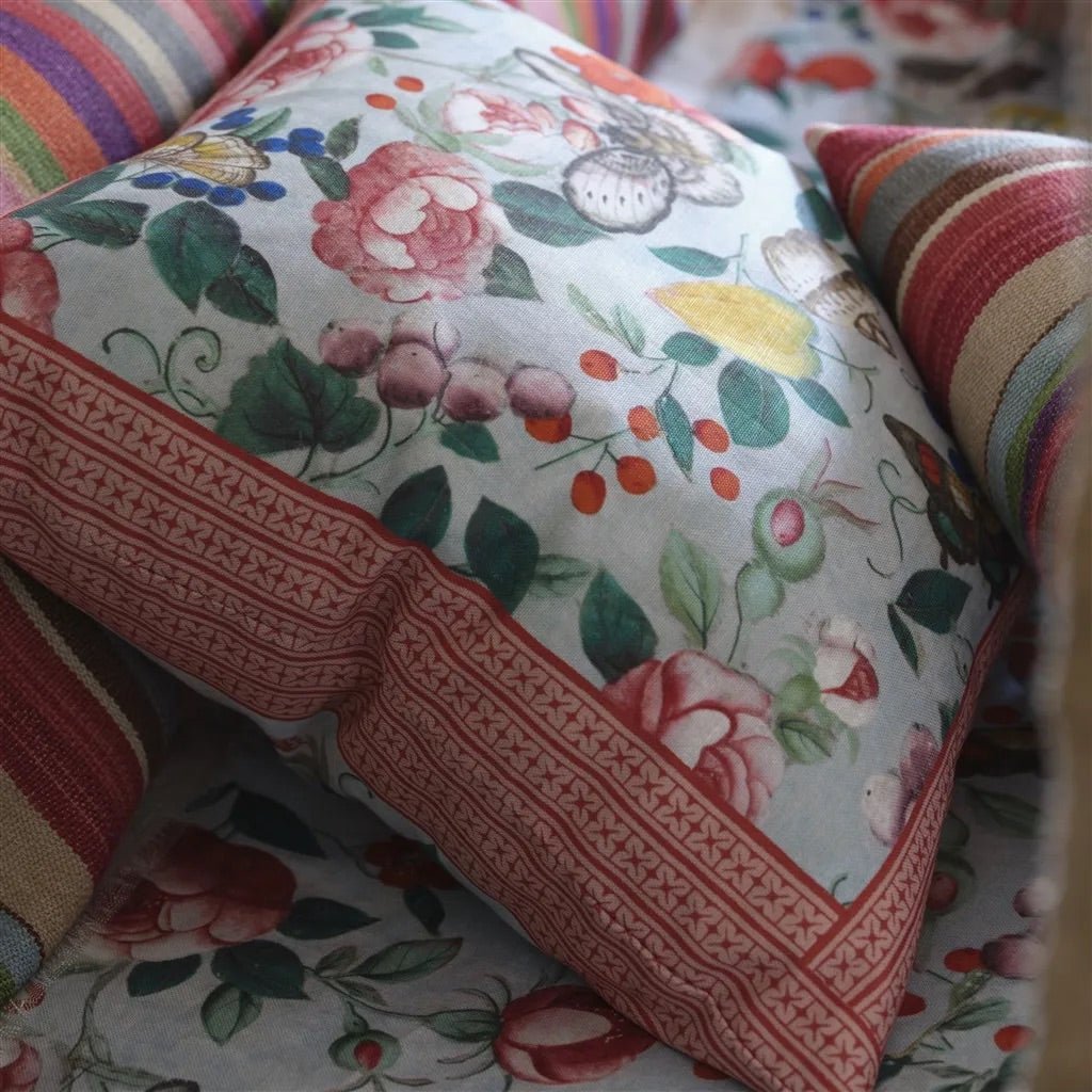 Flower Fan Sky Blue Cushion | John Derian - Bon Ton goods