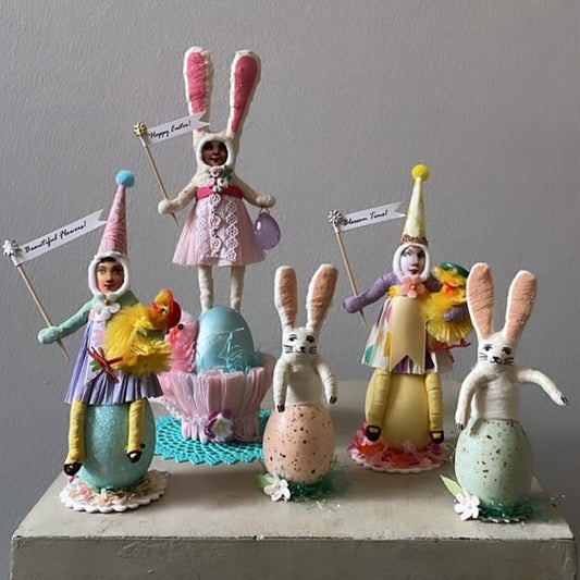 Girl On Egg With Chick Friend Figure #1 - Bon Ton goods