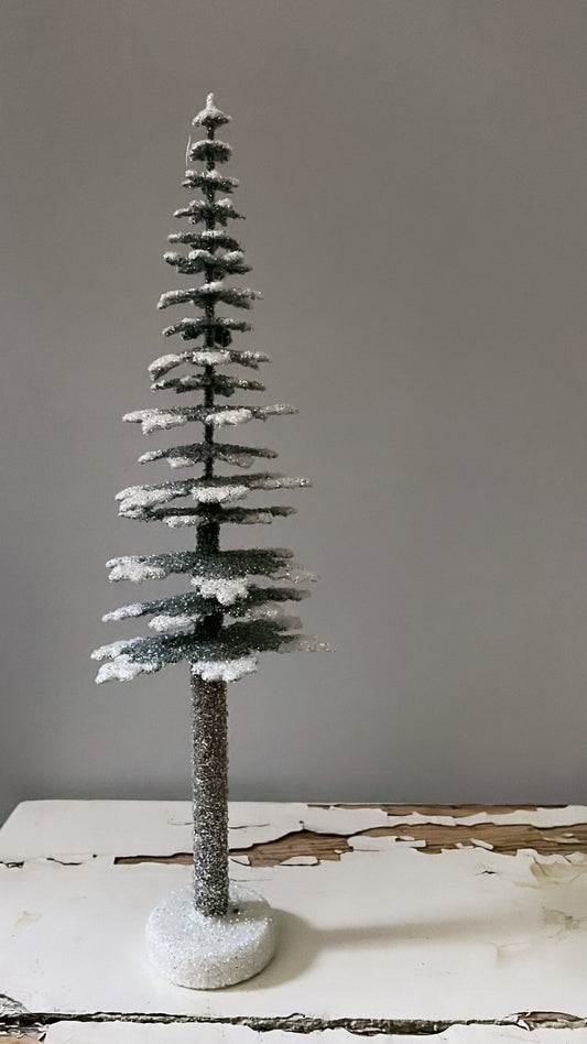 Green with Snow Frost Glitter Spruce - Cardboard Christmas Tree | Ino Schaller